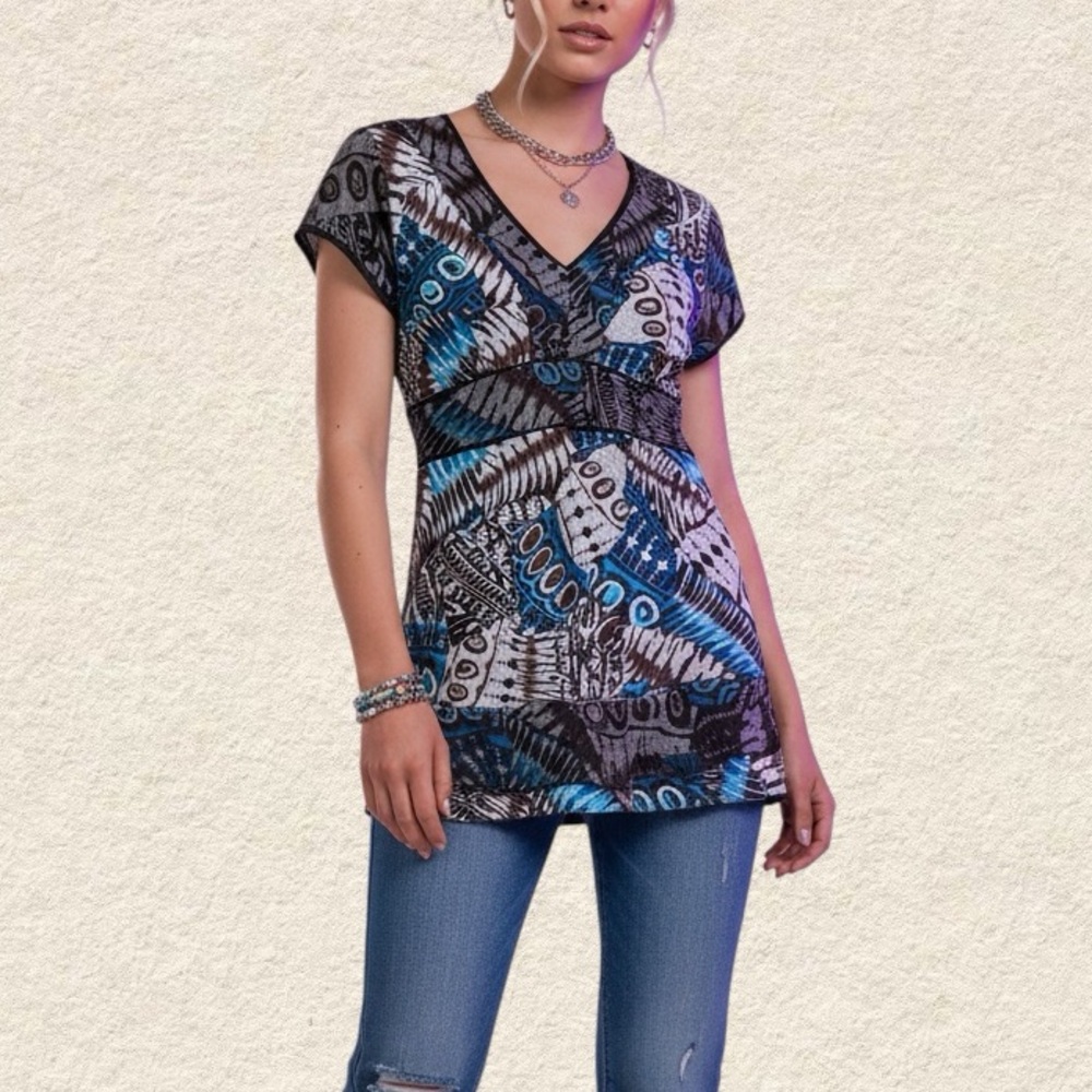 🦋 VINTAGE Y2K Canadian Clientele Abstract Graphic Dress - Turquoise/Black 🦋